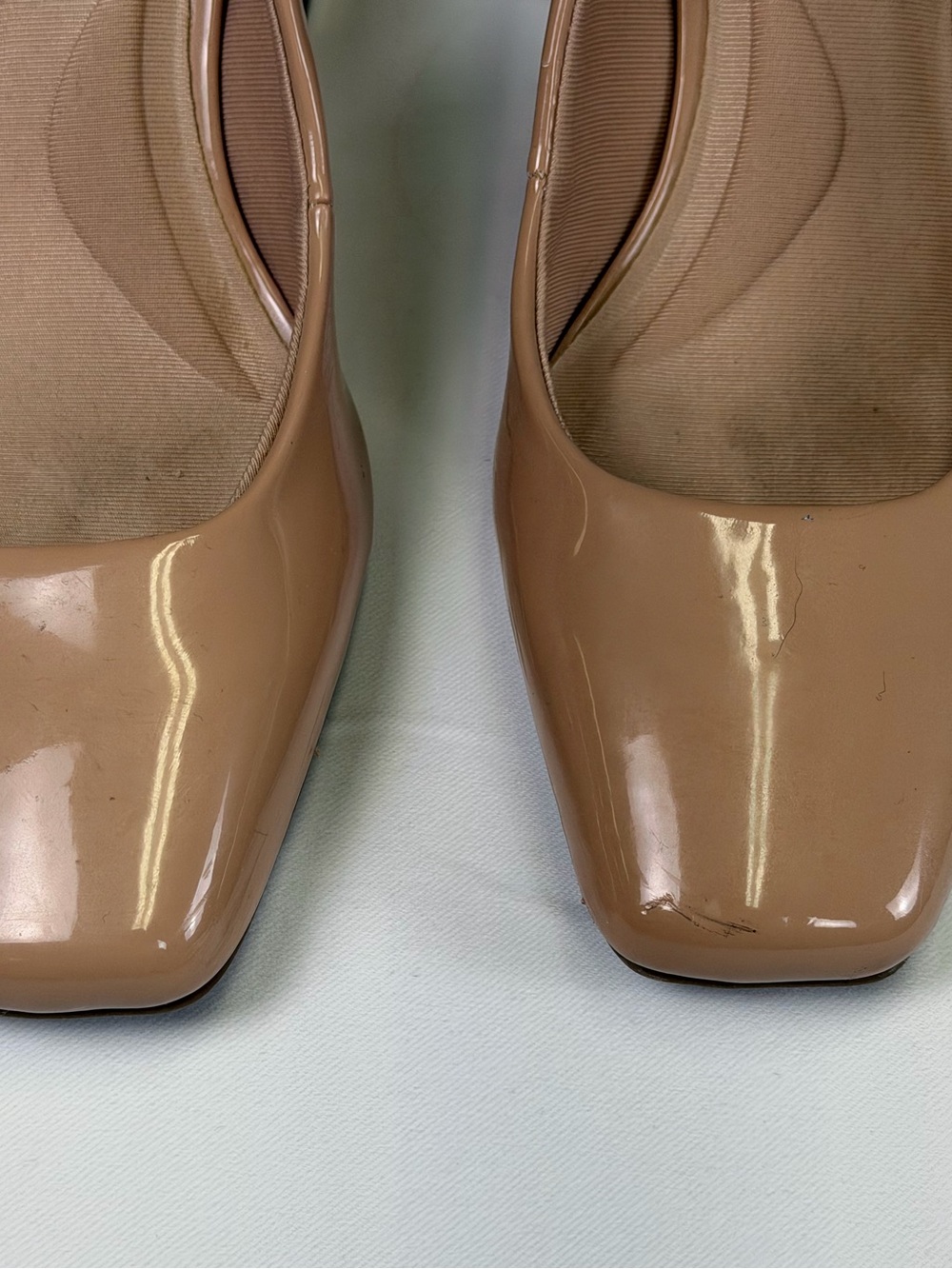 Anne Klein Nude Patent Slingback Block Heel Pumps - Picture 14 of 16